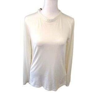 NWT Hobbs Molly Pie Crust Stretch Jersey Ivory Top Womens Size S